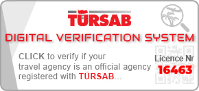 TÜRSAB tarafından onaylı 11949 numaralı seyahat acentesi doğrulama sertifikası